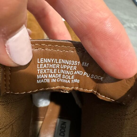 Steve Madden Lenny Brown cognac suede platform block heel ankle booties size 8 - Picture 5 of 7